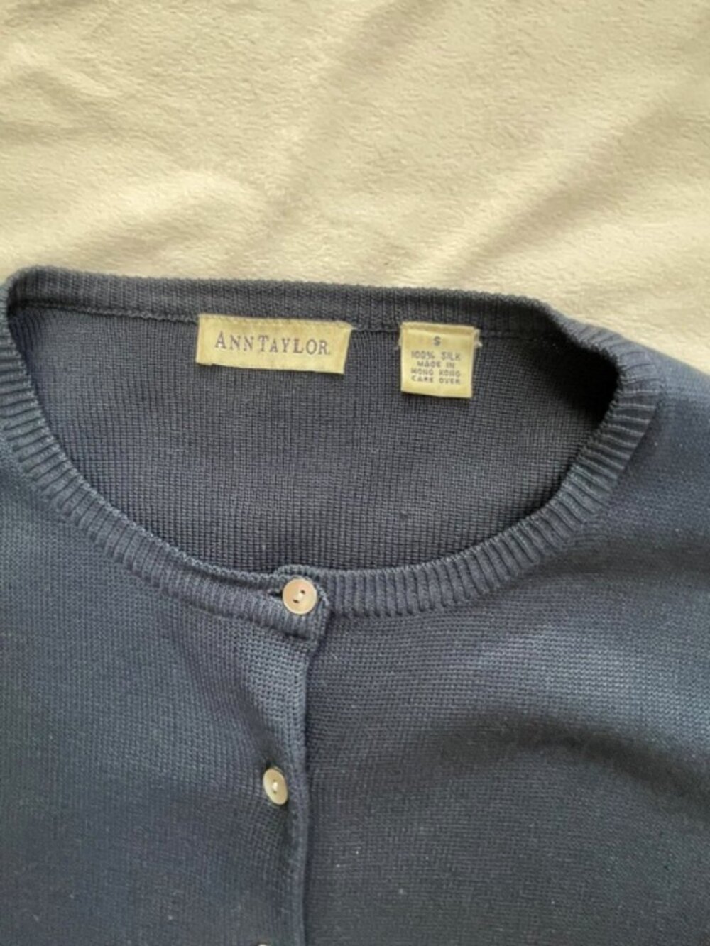 Ann Taylor Cardigan and Tank Sweater Set Women's 100% Silk Navy Blue, Size S - Picture 6 of 11